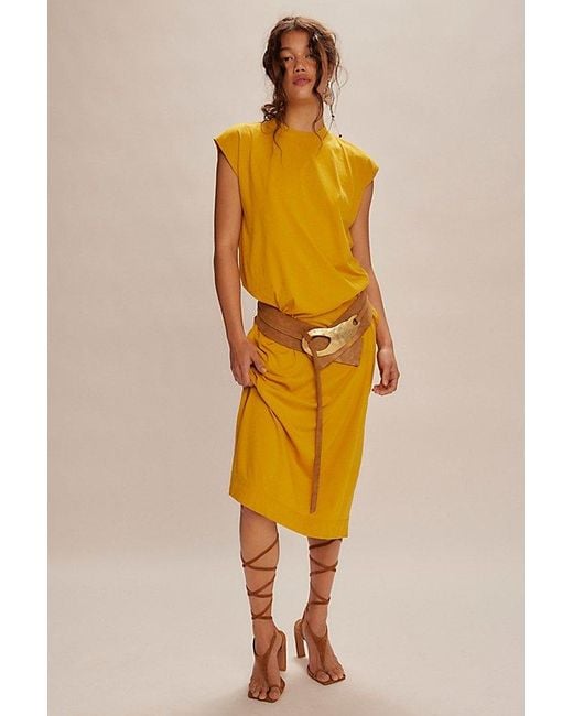 Free People Yellow All Day Long Midi Dress