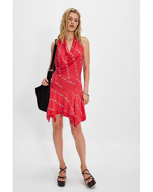 Free People Red Electric Days Printed Mini Dress
