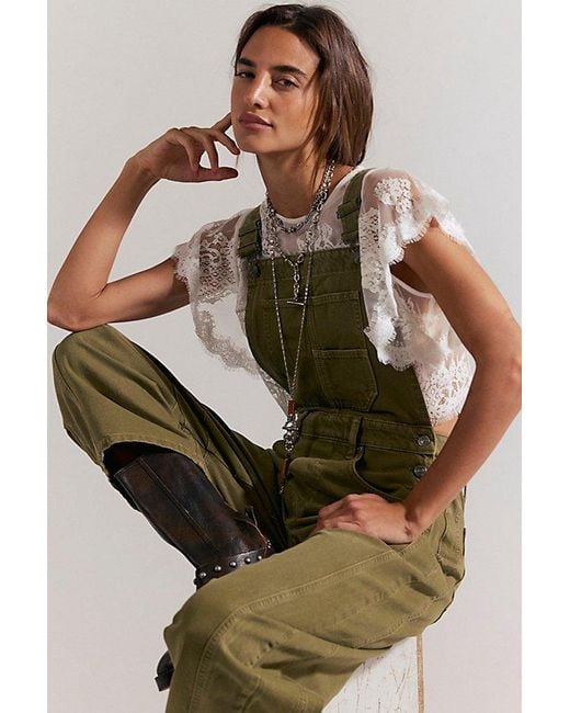 Free People Natural We The Free Good Luck Barrel Overalls