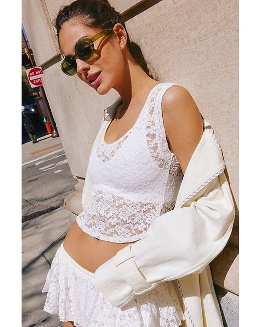 Free People White Feeling For Lace Muscle Tank