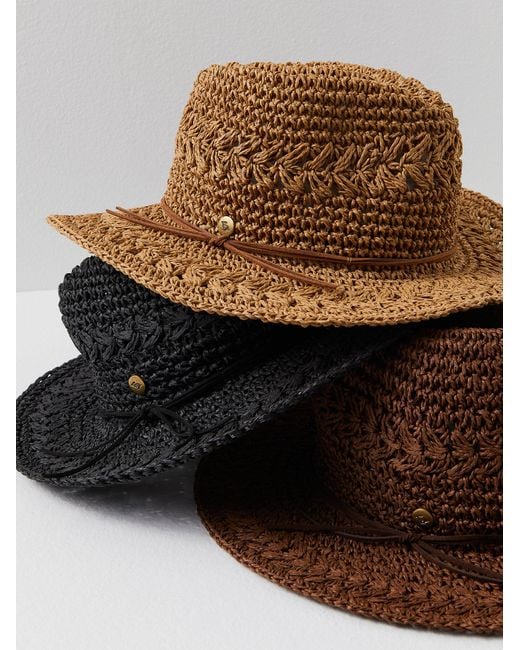 Free People Black Monaco Packable Straw Hat