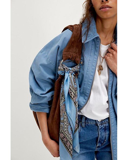 Free People Blue So Silk Printed Bandana