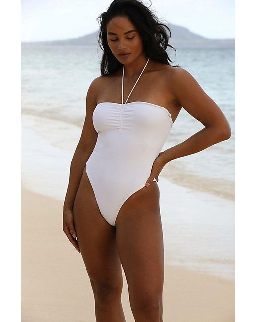 Aila Blue Multicolor Perrin One-piece Swimsuit At Free People In White Eco Rib, Size: Small