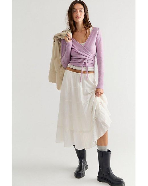 Free People Purple Cashmere Reversible Wrap Sweater