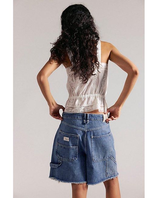 Free People Blue Reese Workwear Shorts