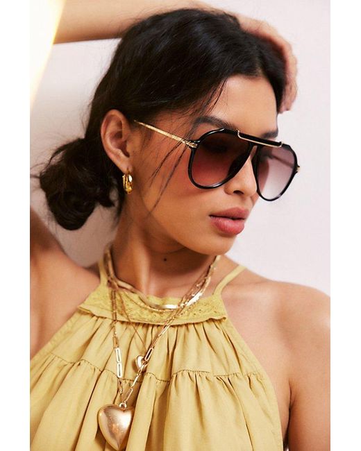 Free People Ventura Oversized Aviator Sunglasses At In Black berry in Brown Lyst UK