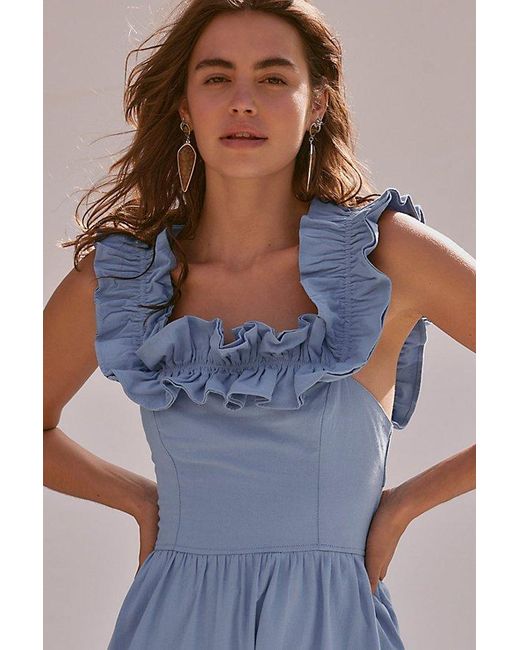Free People Blue Ruffle It Up Midi