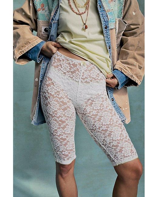 Free People White All Day Lace Capris