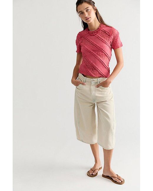 Free People Red Solita Lace Top