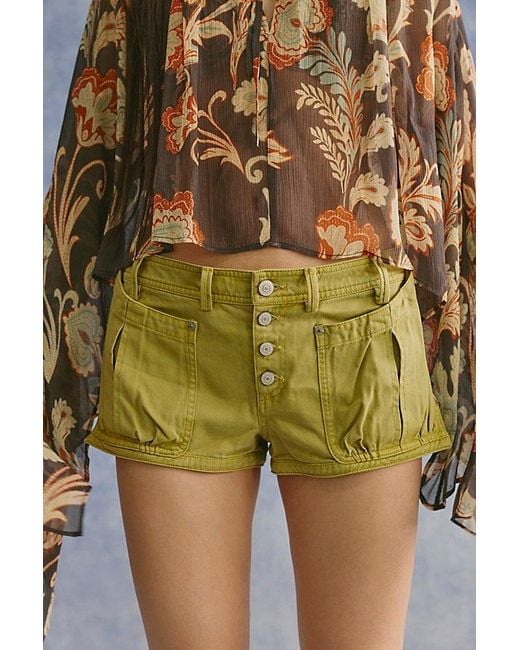 Free People Green Calipsa Micro Cargo Shorts