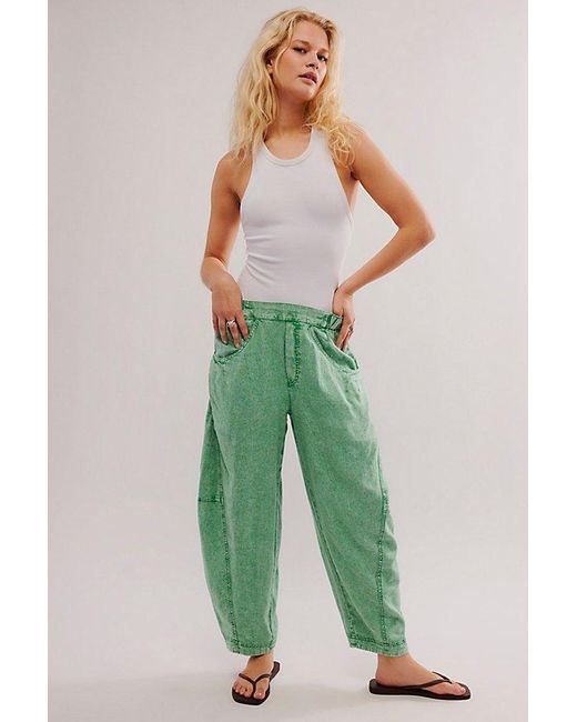 Free People Green High Road Pull-on Barrel Trousers