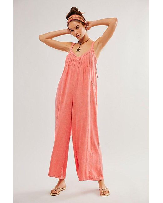 Free People Red Drifting Dreams One-Piece