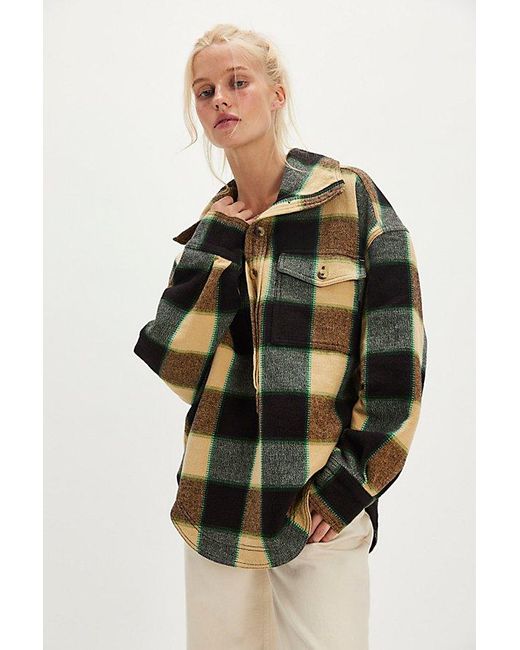 Free People Green We The Free Wyoming Mornings Plaid Pullover