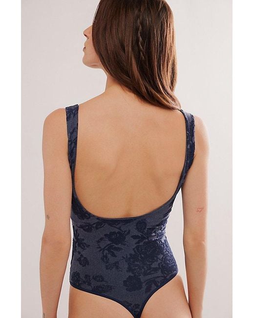 Intimately By Free People Blue Send Love Seamless Bodysuit