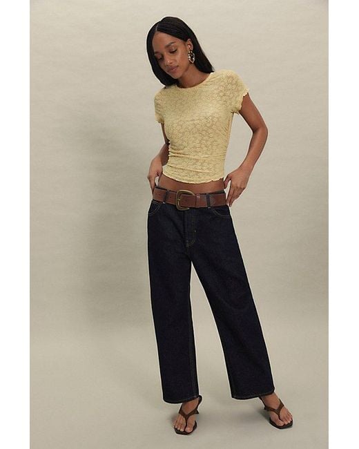 Free People Blue Deep Trance Dropped Boyfriend Jeans