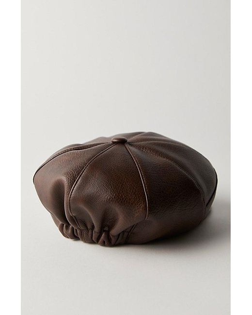 Free People Brown Carrie Distressed Lieutenant Hat