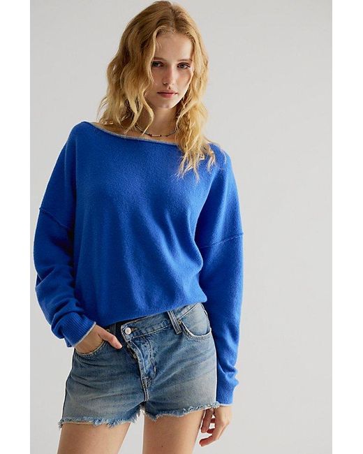 Free People Blue See Me Softspun Pullover