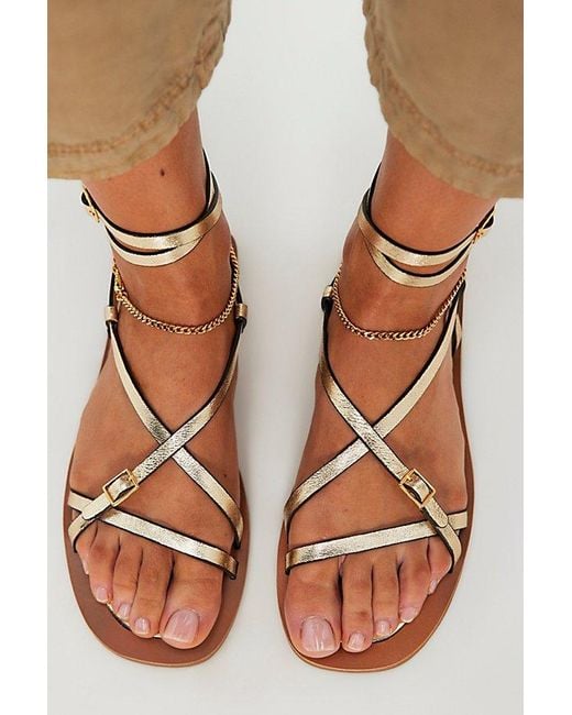 Vicenza Brown Athena Anklet Wrap Sandals