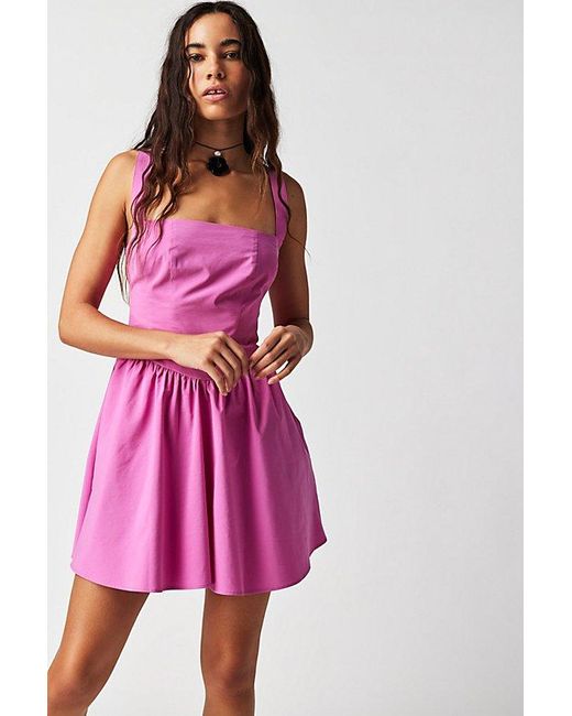 Free People Pink East Side Lace-up Mini Dress At In Flower Power, Size: Medium