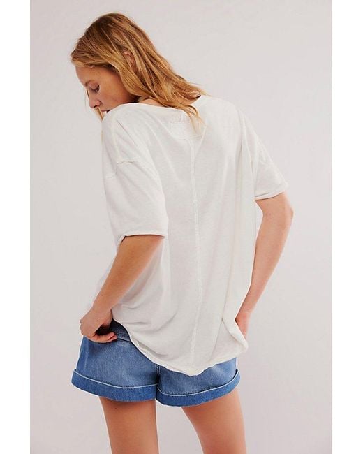 Free People White Nina Tee At Free People In Ivory, Size: Xs
