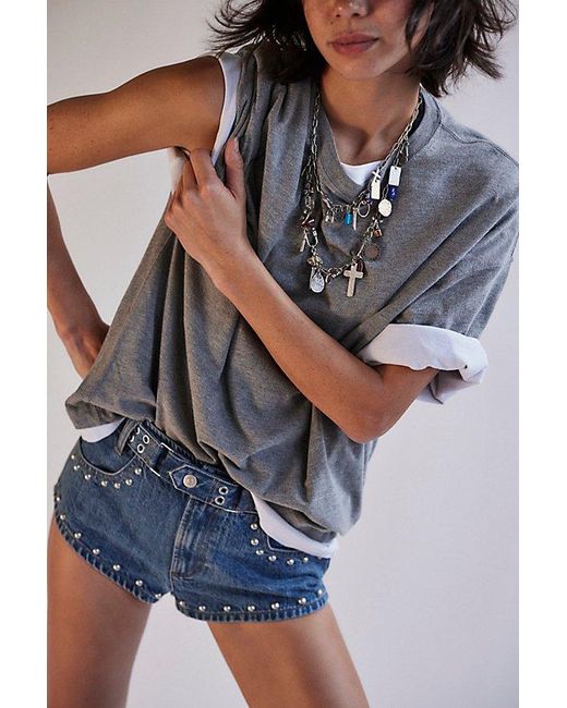 Free People Blue Perfect Oversized Tee