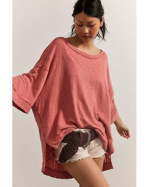Free People Red Untouched Gem Tee