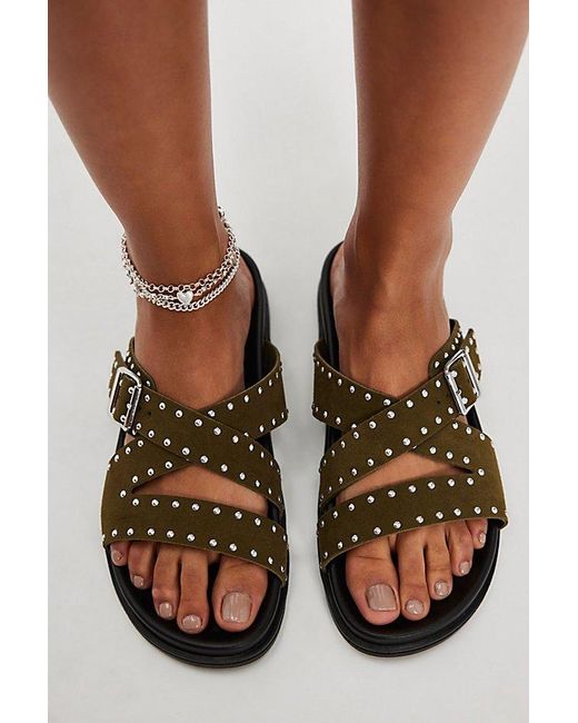 Seychelles Brown Minnie Stud Footbed Sandals By