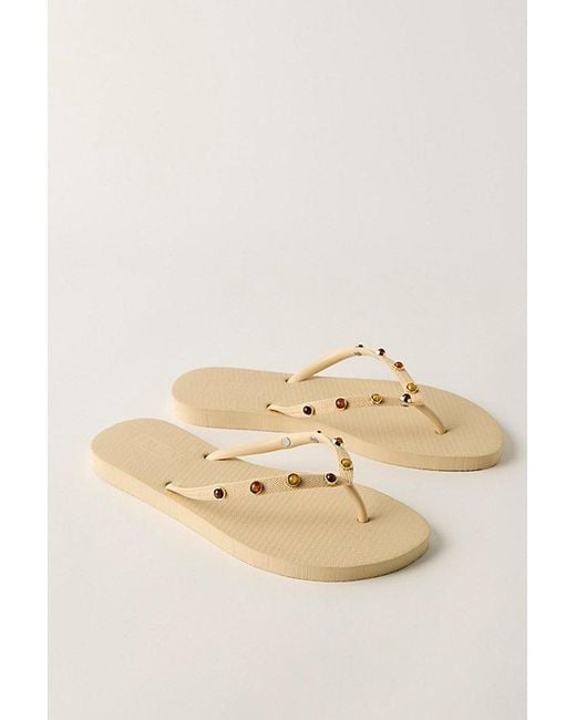 Brizza Arezzo Natural Englewood Embellished Flip Flops By