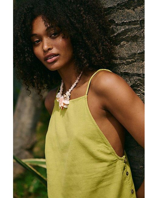 Free People Green Beachside Cotton-Linen Mini