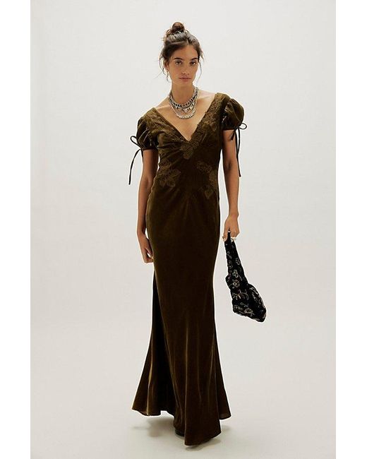 Nigel Preston Velvet Maxi Dress in Brown | Lyst