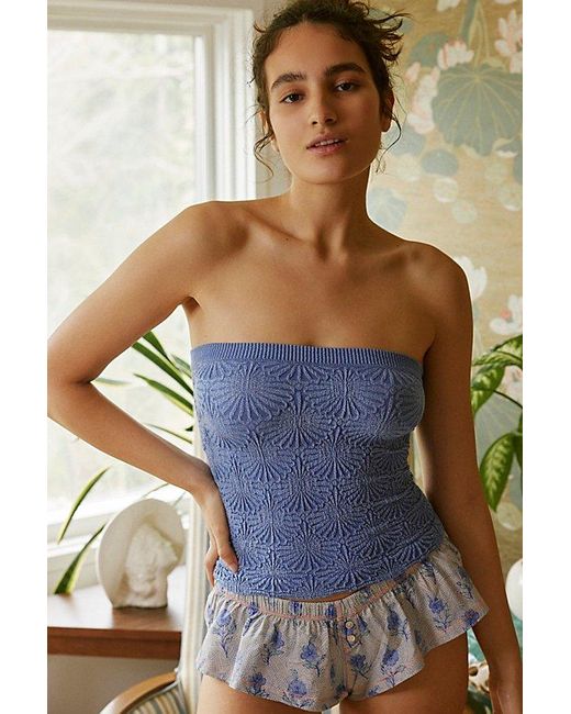 Intimately By Free People Blue Love Letter Tube Top