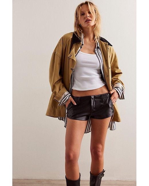 Free People Brown Alessia Vegan Micro Trouser Shorts