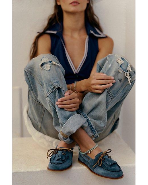 Free People Blue Benny Boat Shoes Shoe
