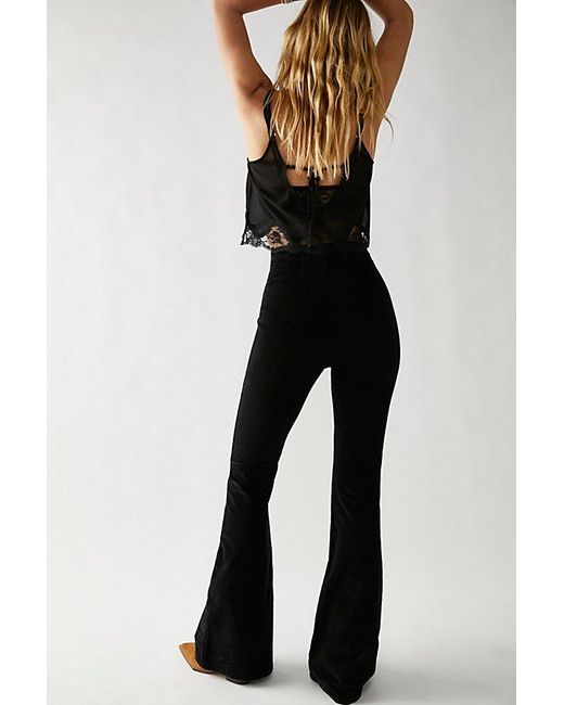 Free People Jayde Cord Flare Jeans At Free People In Black, Size: 24