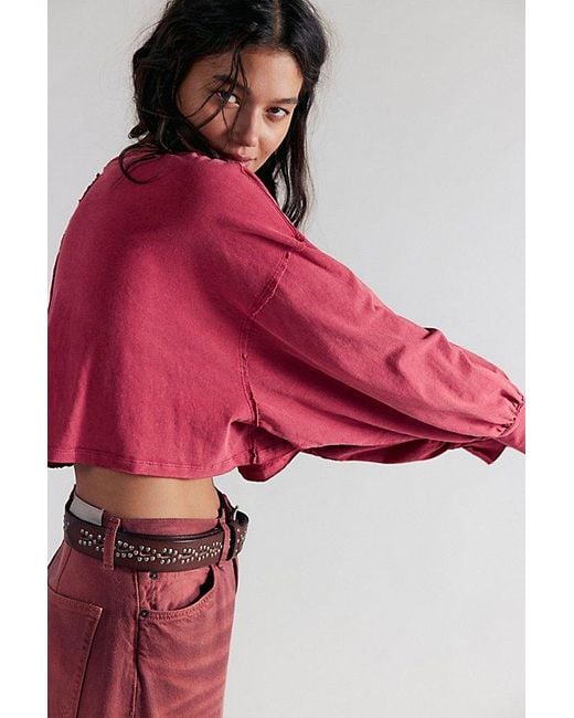 Free People Red Sandy Long Sleeve Top