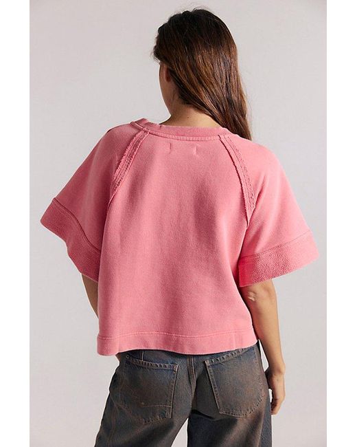 Free People Pink Dahlia Short Sleeve Pullover