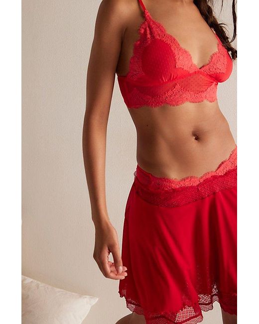 Free People Red Fiona Longline Bralette