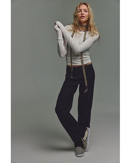 Free People Gray Set On You Slim Solid Trousers