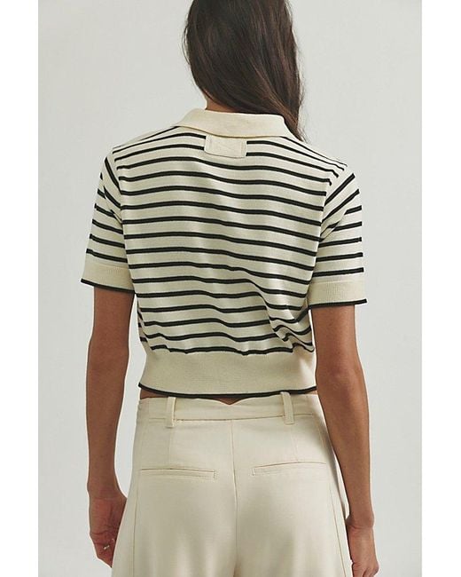 Free People Brown Perfect Striped Polo
