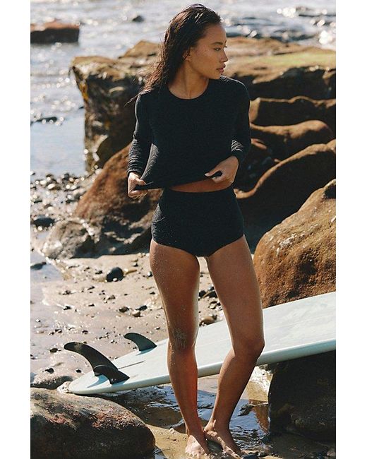 Seea Black Palomar Uv Protection Crop Top Rashguard