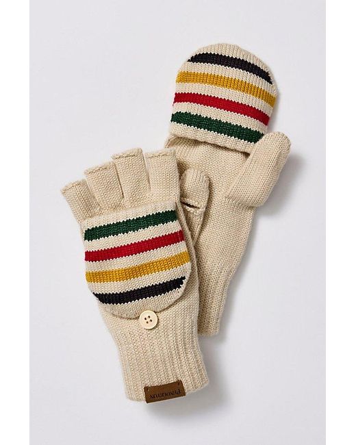Pendleton White Glacier Stripe Gloves At Free People In Ivory, Size: L-xl/g-tg