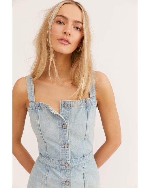 Boyish snap front on sale denim dress