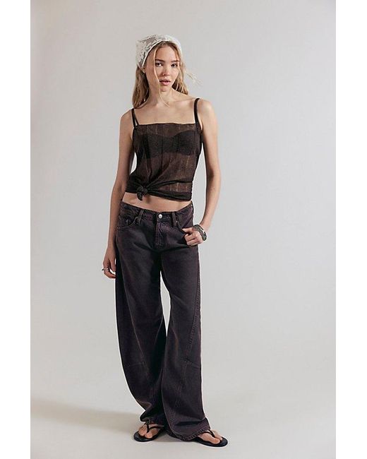 Free People Black Fable Low-Rise Twisted Bowed Jeans