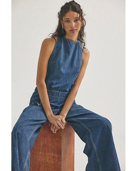 Free People Blue Margo Jumpsuit