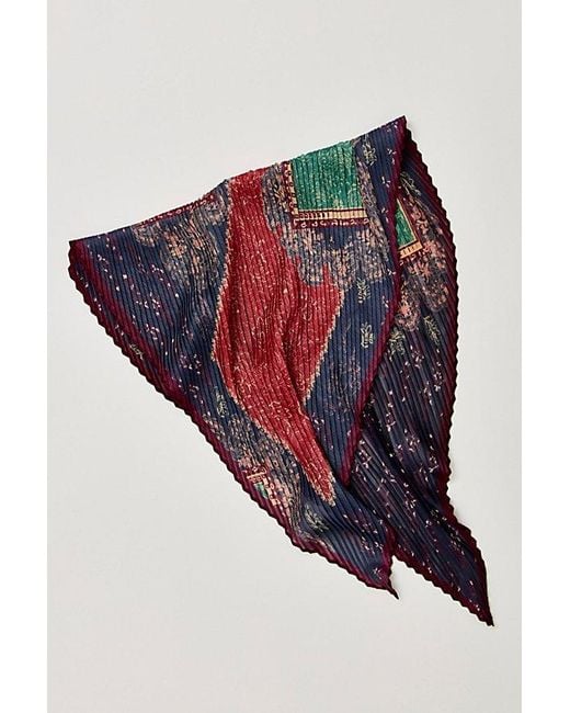 Free People Brown Pleated Printed Skinny Bandana