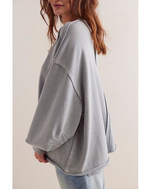 Free People Gray We The Free Venice V-Neck Sweatshirt