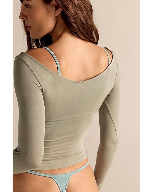 Intimately By Free People Green That's A Wrap Layering Long Sleeve By