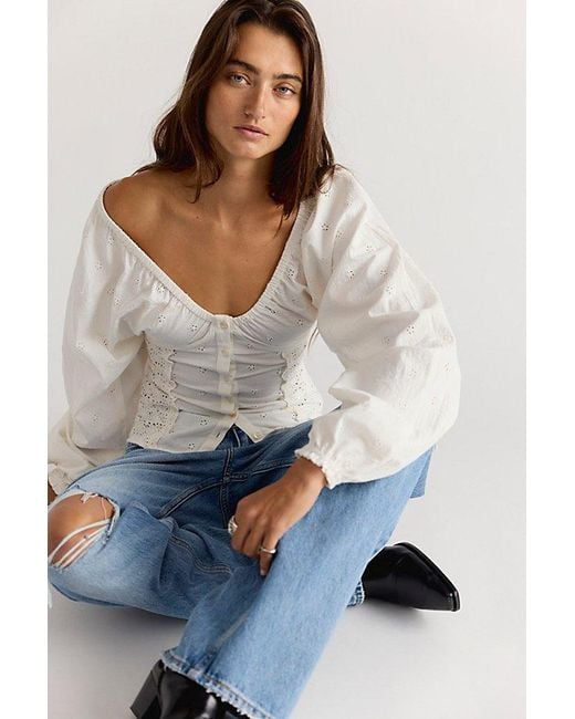 Free People White Poppy Blouse