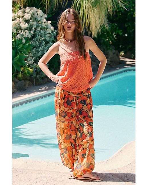 Free People Red Misty Printed Bubble Pant