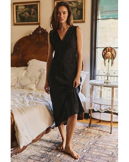Intimately By Free People Black Me & You Satin Midi Slip Dress By